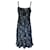 Autre Marque Giorgio Armani Vintage Vestido De Seda Sin Mangas Con Estampado Floral Azul Oscuro  ref.1381215