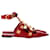 Valentino Garavani Sapatilhas Valentino Roman Stud Ballerina em couro vermelho  ref.1381347