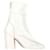 Chanel CC Low Heel Ankle Boots in White Leather  ref.1381880