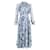 Erdem Narella Hogarth-Print Pleated-Chiffon Dress in Blue Polyester Light blue  ref.1382941