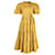 Ulla Johnson Robe Portefeuille Mi-longue Agathe à Volants En Coton Camel Jaune  ref.1382961