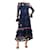 Alice by Temperley Vestido midi azul escuro com renda floral e babados - tamanho UK 12 Poliamida  ref.1383074