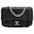 Chanel CC - Einzelklappe aus gestepptem Lammleder und Tweed in Schwarz Tuch  ref.1383557