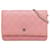 Wallet On Chain Portefeuille en cuir d'agneau matelassé CC rose Chanel sur chaîne  ref.1383565