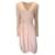 Autre Marque Stella McCartney Vestido midi de crepé con cinturón y manga larga en rosa pálido Viscosa  ref.1385679