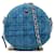 Pochette ronde en tweed matelassé Chanel bleue avec sac à bandoulière en chaîne Cuir  ref.1387397