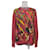Cárdigan con cuello redondo Escada Twin Set de lana roja con estampado abstracto  ref.1387586
