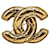 Broche Chanel acolchoado com logotipo CC Broche de metal em bom estado  ref.1387604