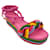 Autre Marque Valentino Rainbow Multi Rockstud Embellished Textile Rope Wedge Sandals Multiple colors Cloth  ref.1388335