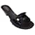 Autre Marque Tod's Black / Gold Studded Wood Heel Patent Leather Slide Sandals  ref.1388342