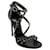 Autre Marque Saint Laurent – Riemchensandalen aus schwarzem Leder mit silbernen Nieten  ref.1388347