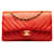 Red Chanel Medium Chevron Lambskin Double Flap Shoulder Bag Leather  ref.1388432