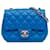 Borsa a tracolla con patta singola classica mini quadrata Chanel blu in pelle di agnello  ref.1388456