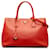 Cartable zippé doublé Prada Medium Saffiano Lux Galleria rouge Cuir  ref.1388526