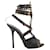 Black Emilio Pucci Grommet-Accented Cage Heeled Sandals Size 38 Leather  ref.1388636