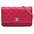 Wallet On Chain Portafoglio rosa Chanel in pelle di agnello perlata con borsa a tracolla a catena  ref.1388854
