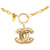 Collier pendentif matelassé Chanel CC doré Or jaune  ref.1389036