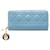 Blue Dior Patent Cannage Lady Dior Voyageur Wallet Leather  ref.1389119