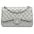 Bolso de hombro con solapa y forro de piel de cordero clásico Jumbo Chanel plateado Plata Cuero  ref.1389250