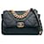 Bolso satchel grande con solapa 19 de piel de cordero Chanel azul Cuero  ref.1389279