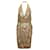 Robe dos nu à paillettes et perles en soie Elie Saab dorée Taille M Synthétique  ref.1389298