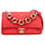 Bolso satchel pequeño con solapa y cadena elegante de piel de cordero Chanel rojo Roja Cuero  ref.1389473