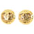Gold Chanel CC Clip On Earrings Golden Gold-plated  ref.1389504