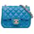 Blaue Chanel Mini Square Classic Umhängetasche aus Lammleder mit einer Klappe  ref.1389512
