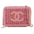 Vanity Embreagem de filigrana Chanel Tweed CC rosa com bolsa crossbody de corrente Couro  ref.1389567