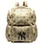 Beige Gucci MLB Floral Satin NY Yankees Patch Backpack Cloth  ref.1389653