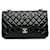 Schwarze mittelgroße klassische Chanel-Umhängetasche mit Überschlag und Innenfutter aus Lackleder  ref.1389723