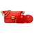 Bolsa Chanel CC vermelha acolchoada em couro de bezerro com aba e porta-moedas Vermelho  ref.1389802