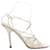 Sandálias de salto com tiras de couro trançado branco Gucci tamanho 37  ref.1389845