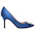 Zapatos de tacón con punta en punta de satén y cristales Hangisi azules Manolo Blahnik Talla 37.5 Lienzo  ref.1390051