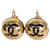 Gold Chanel CC Button Clip On Earrings Golden Gold-plated  ref.1390152