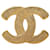 Broche plaquée or Chanel CC dorée Métal  ref.1390171