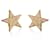 Chanel Pendientes de clip con logotipos CC y estrellas de metal dorado vintage Beige  ref.1390289