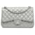 Chanel Silver Jumbo Classic Lambskin Double Flap Silvery Leather  ref.1390934