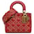 Kleine, geschmeidige Lady Dior-Tasche aus rotem Lammleder mit Cannage-Nieten  ref.1390942