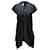 Vestido midi asimétrico drapeado de Rick Owens en cupro negro Fibra de celulosa  ref.1391170