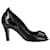 Zapatos de salón con punta abierta Chanel CC en charol negro Cuero  ref.1391195