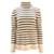 Tory Burch Striped Turtleneck Sweater in White Wool  ref.1391211