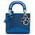 Cartable Dior Mini Verni Microcannage Lady Dior Bleu Cuir  ref.1392063