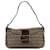 Brown Fendi Zucchino Canvas Double Flap Shoulder Bag Leather  ref.1392070