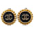 Boucles d'oreilles à clip Chanel CC noires Plaqué or  ref.1392132