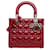 Bolso satchel Lady Dior Cannage de charol mediano Dior rojo Roja Cuero  ref.1392171