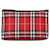 Red Burberry House Check Pouch Leather  ref.1392474