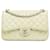 Borsa a tracolla con patta bianca Chanel Jumbo Classic foderata in caviale Bianco Pelle  ref.1392619