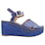 Trim Hermès Blue Hermes Leather Espadrille Wedge Sandals Size 39  ref.1392665