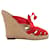 Rouge Christian Louboutin Grosgrain Espadrille Wedge Sandales Taille 37 Toile  ref.1392736